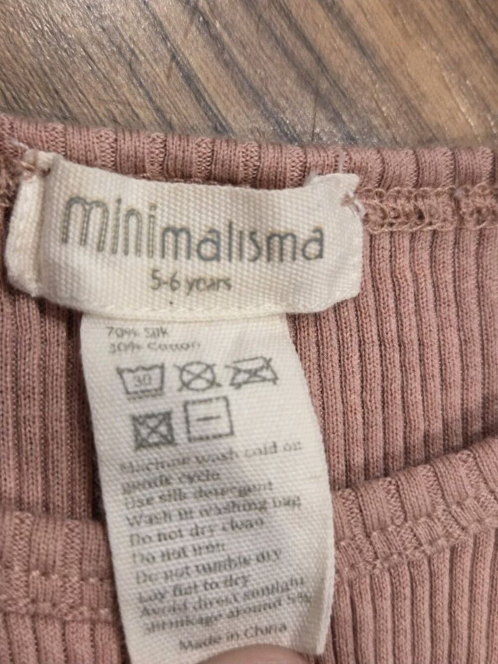 Minimalisma Kids Silk Cotton Ribbed Top Pink 5T 6 Lettuce Trim Scandi - Picture 4 of 5
